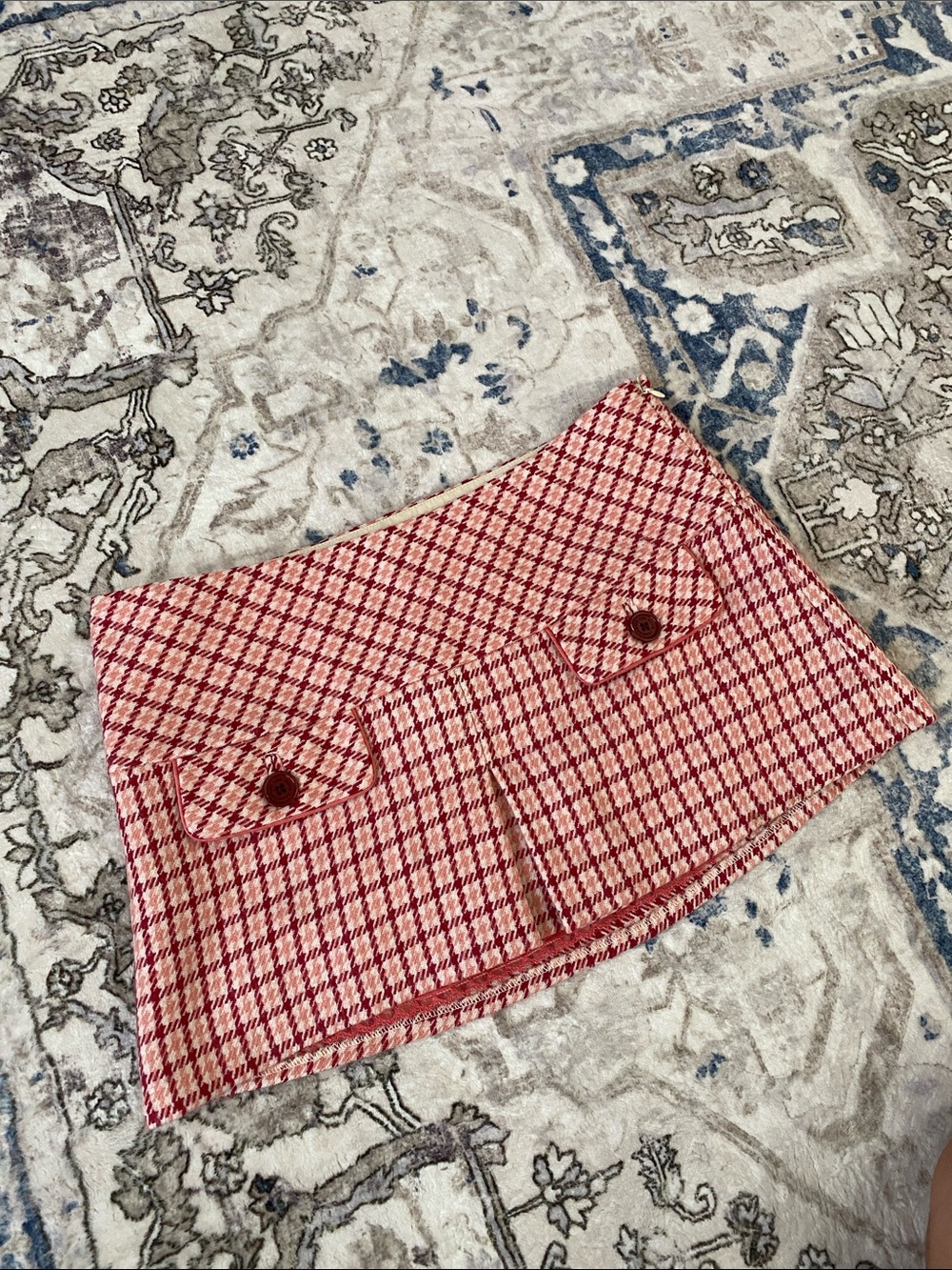 Vintage A & F Y2K Low Rise Silk/Wool Pink Plaid Mini Skirt